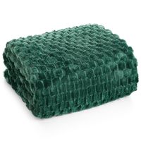 Koc mikroflano z tłoczeniem CINDY 200X220 ciemny zielony