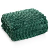 Koc mikroflano z tłoczeniem CINDY 200X220 ciemny zielony