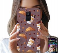 ETUI DO SAMSUNG A6 2018 - CASE Z KAWĄ ROGALIKAMI I ZIARNAMI W TLE