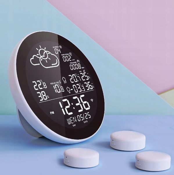 STACJA POGODY POGODOWA WIFI METEOROLOGICZNA TUYA ZEGAR 3 CZUJNIKI SMART zdjęcie 9