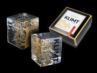 Wazon - Świecznik szklany mały złocony - G. Klimt Drzewo życia CARMANI