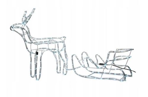 Renifer Świąteczny z Saniami Figurka Świecący LED BIAŁY Zewnętrzny Duży na Arena.pl