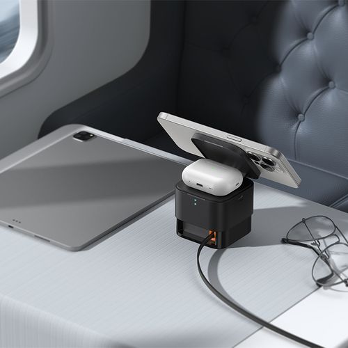 2w1 Ładowarka bezprzewodowa 20W MagSafe Qi z rozwijanym kablem USB-C czarna na Arena.pl