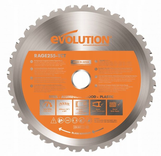 Tarcza piła TCT wielozadaniowa Evolution RAGE 255 zdjęcie 12