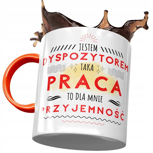 Kubek Pomarańczowy Dla Dyspozytora Na Prezent Z Nadrukiem Ze Zdjęciem zdjęcie 1