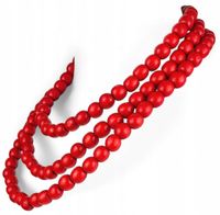 Czerwony Naszyjnik Ludowe Koraliki Drewniane Folkowe Korale Regionalne