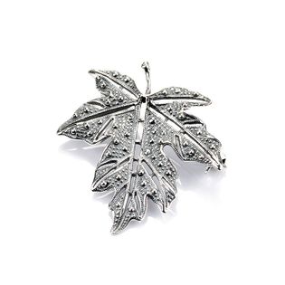 Broszka srebrna liść