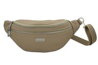 Funkcjonalna skórzana saszetka nerka - Beżowa