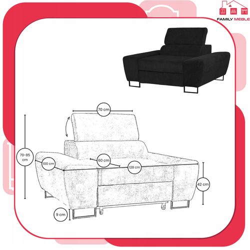Zestaw mebli wypoczynkowych salon Savio Sofa 2os fotele czarny Family Meble na Arena.pl