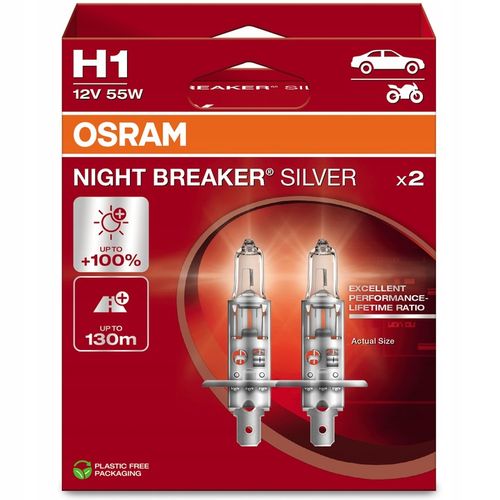 ŻARÓWKI H1 12V 55W OSRAM NIGHT BREAKER SILVER +100% WIĘCEJ ŚWIATŁA + GRATIS na Arena.pl