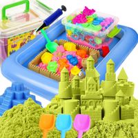 DUŻY LIMONKOWY PIASEK KINETYCZNY 2KG+BASEN FOREMKI PIASKOWNICA DLA DZIECI