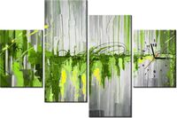 120CM 80CM ZEGAR 4 ELEM ZIELONY WODOSPAD OBRAZ ŚCIENNY