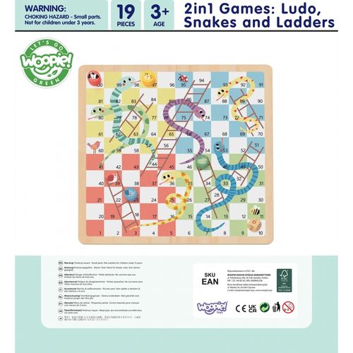 WOOPIE GREEN Gry Planszowe Logiczne 2w1 Ludo Chińczyk + Węże i Drabiny na Arena.pl