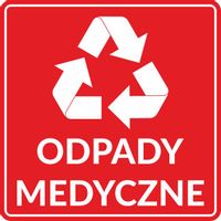 NAKLEJKA ODPADY MEDYCZNE na KOSZ ODPADY do segregacji śmieci 20 cm