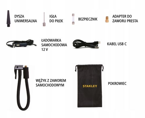 MINI KOMPRESOR AKUMULATOROWY 12V 2000MAH 10BAR USB STANLEY na Arena.pl