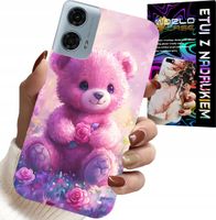 ETUI DO MOTOROLA G34 5G - SŁODKI MIŚ NA RÓŻOWYM TLE, CASE + FOLIA
