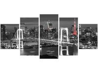 70CM 150CM ZEGAR 5 ELEM TOKYO MOST TĘCZOWY DRUK OBRAZ