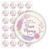 NAKLEJKI etykiety etykietki Matki DZIEŃ MAMY kwiaty hadmade 24szt. 5cm
