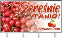 BANER REKLAMOWY 130x80cm oczkowany projekt w cenie CZEREŚNIE TANIO