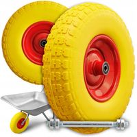 KÓŁKO DO TACZKI KOŁO DO WÓZKA PEŁNE PIANKOWE BEZDĘTKOWE 4.00-6 + OŚ