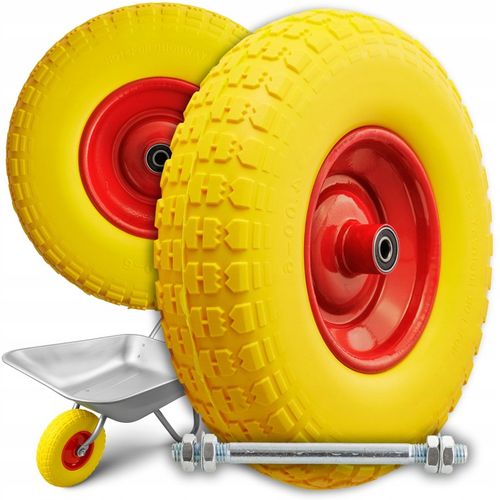 KÓŁKO DO TACZKI KOŁO DO WÓZKA PEŁNE PIANKOWE BEZDĘTKOWE 4.00-6 + OŚ na Arena.pl