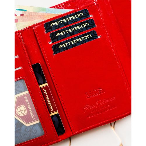 modny, kolorowy portfel damski ze skóry ekologicznej w kwiaty - peterson na Arena.pl