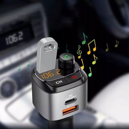 TRANSMITER SAMOCHODOWY FM BLUETOOTH ZESTAW GŁOŚNO MÓWIĄCY ŁADOWARKA QC na Arena.pl