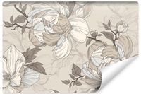 Fototapeta Do Sypialni Beżowe KWIATY Natura Styl Vintage 360cm x 240cm