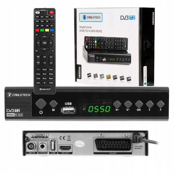 Tuner DVB-T2 DVB-C Hevc H.265 10bit dekoder tv naziemnej Cabletech zdjęcie 1
