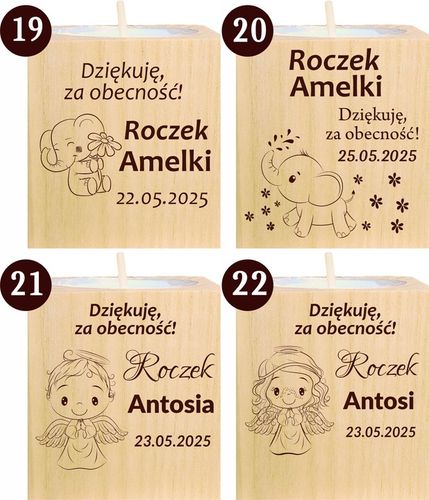 Podziękowanie dla Gości Komunia Chrzest piękny świecznik 10 szt grawer na Arena.pl