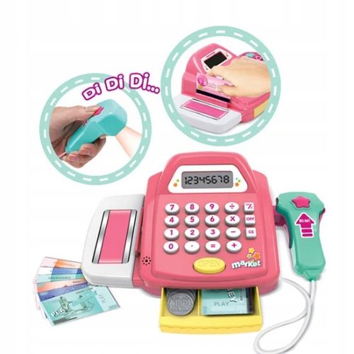 KASA SKLEPOWA FISKALNA SKANER DŹWIĘK KALKULATOR MONETY PIENIĄDZE AKCESORIA na Arena.pl