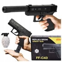 PISTOLET NA KULKI PLASTIKOWE ASG METALOWY Z TŁUMIKIEM GRATIS 800 ZESTAW