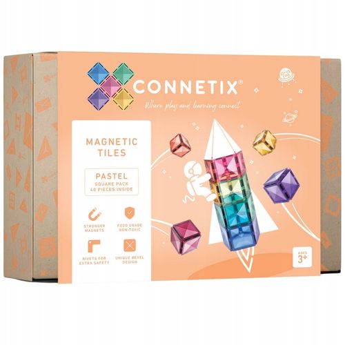 Connetix: 40 el. Klocki magnetyczne Pastel Square na Arena.pl
