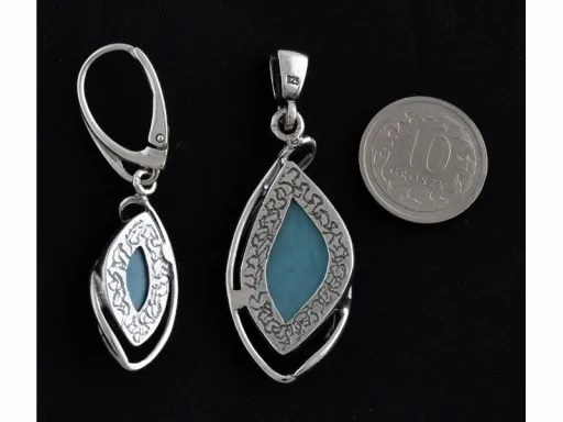 Komplet srebrny z Masą perłową turkusową z0735- 7,7g. zdjęcie 4