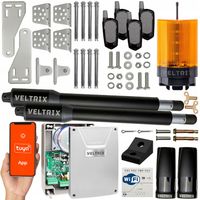 Napęd bramy dwuskrzydłowej WIFI ZESTAW 2x2m 400kg + 4 piloty + lampa LED