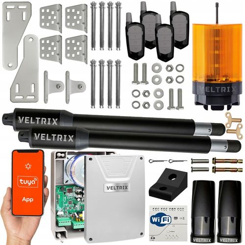 Napęd bramy dwuskrzydłowej WIFI ZESTAW 2x2m 400kg + 4 piloty + lampa LED na Arena.pl