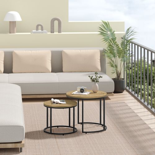 Stolik kawowy okrągły 2szt - artisan / nogi czarne na Arena.pl