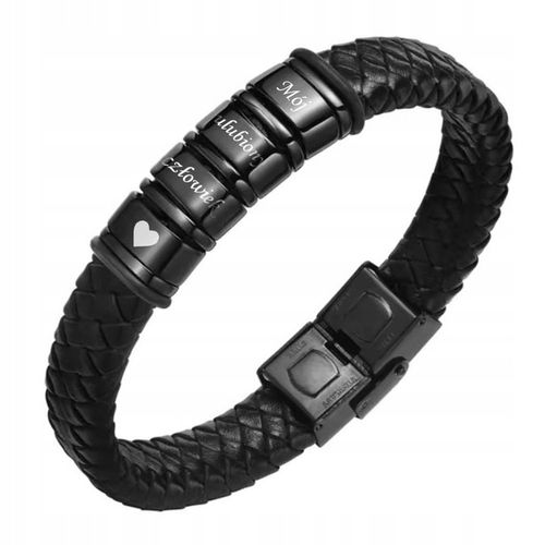 Bransoletka Skórzana dla Mężczyzny z Grawerem IMIONA DATY Prezent na Arena.pl
