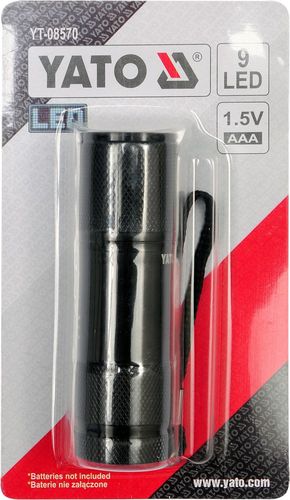latarka aluminiowa, 9led, czarna - yt-08570 na Arena.pl