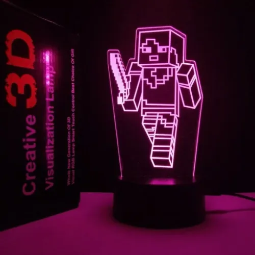Lampka 3D nocna led usb + pilot Minecraft Gra na Arena.pl