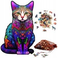 PUZZLE Drewniane WOODEN 3D układanka DLA DOROSŁYCH dzieci PREMIUM KOT A5