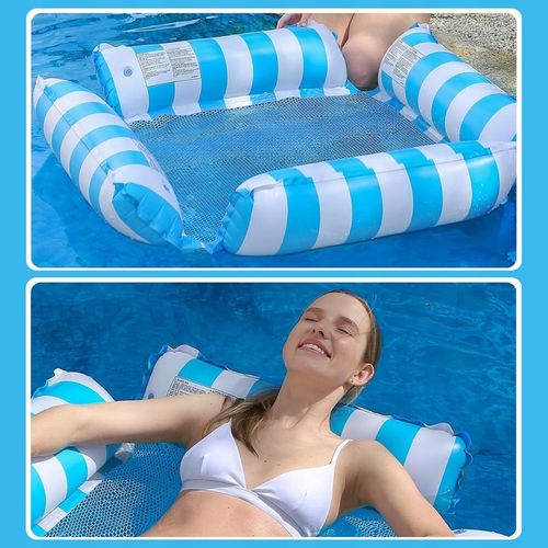 HAMAK WODNY MATERAC DO PŁYWANIA DMUCHANY Z SIATKĄ DO BASENU LEŻAK PLAŻOWY na Arena.pl