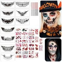 Rany Halloween Straszny Tatuaż Tatuaże Na Usta Na Ciało Duży Zestaw 42 szt