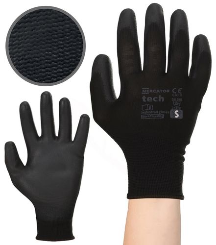 rękawice robocze mercator tech black+black pu - s - 120 par na Arena.pl