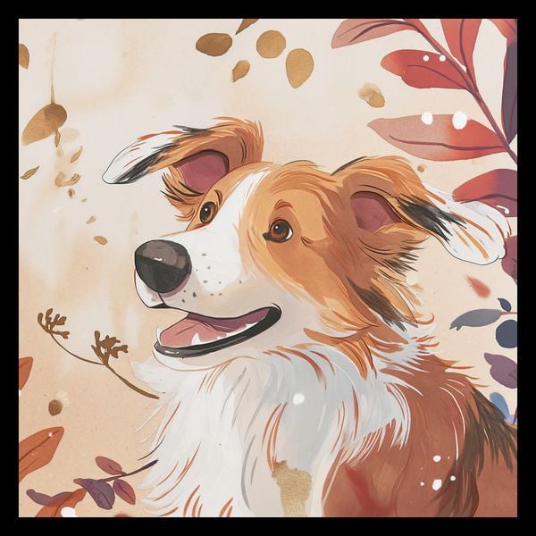 Plakat 40x40cm Collie Jesienną Porą zdjęcie 2