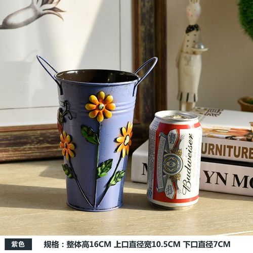 Vintage Doniczka doniczka -  Wiadro - METALOWA - Idealna Do Domu I Ogrodu 42 Zielony na Arena.pl