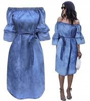 #141 JEANSOWA SUKIENKA HISZPANKA odkryte ramiona S