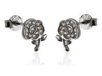 Delikatne rodowane srebrne kolczyki celebrytki kwiaty kwiatki flowers białe cyrkonie srebro 925 K2816