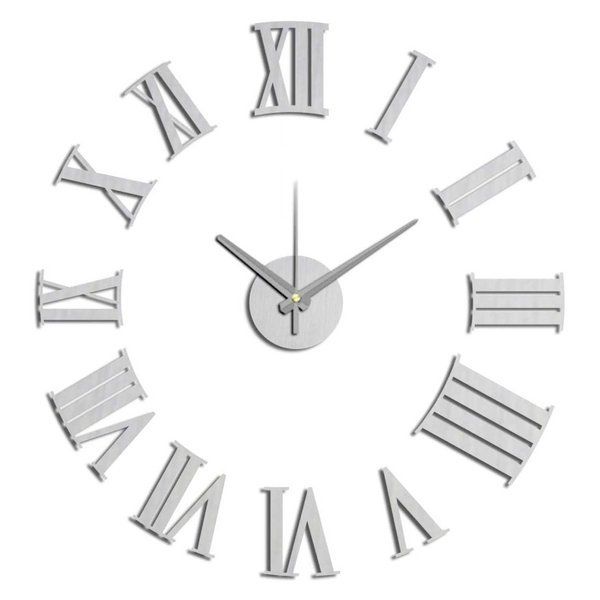 Zegar ścienny do salonu 3D srebrny zdjęcie 1