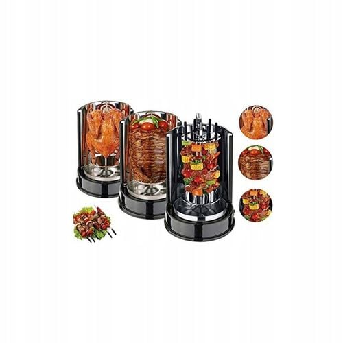 GRILL DO KURCZAKA KEBAB SZASZŁYKI OBROTOWY 360' 1400W na Arena.pl